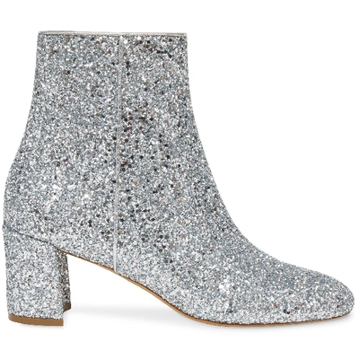 Shop Mansur Gavriel Glitter 65mm Ankle Boot In Silver