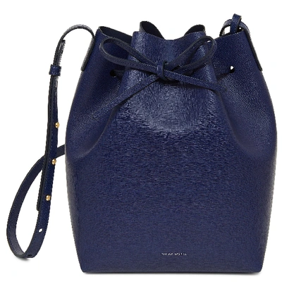 Shop Mansur Gavriel Saffiano Bucket Bag In Blu