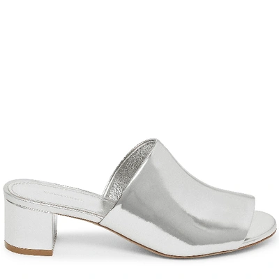 Shop Mansur Gavriel Lamb 40mm Mule In Silver