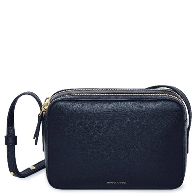 Shop Mansur Gavriel Saffiano Double Zip Crossbody In Blu