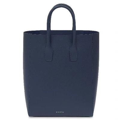 Shop Mansur Gavriel Calf Ns Tote In Blu