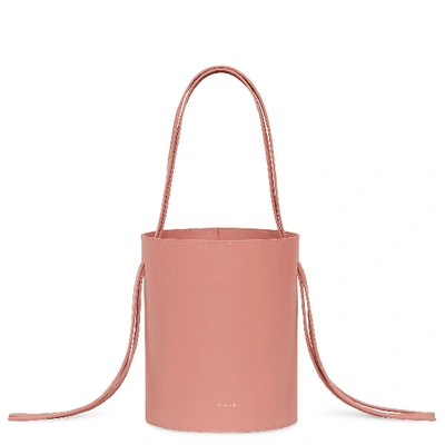 Shop Mansur Gavriel Calf Fringe Bucket Bag In Blush