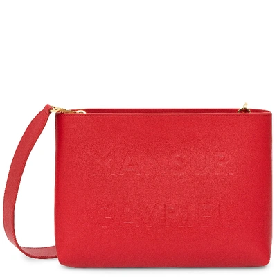 Shop Mansur Gavriel Calf Logo Shoulder Bag In Flamma