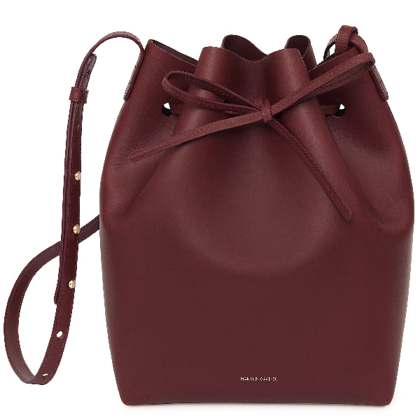Mansur Gavriel Mini Leather Bucket Bag - Burgundy In Bordo | ModeSens
