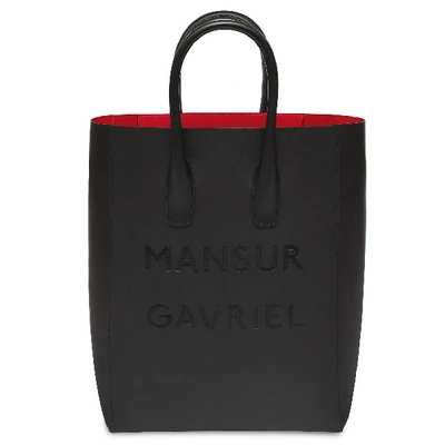 Shop Mansur Gavriel Black Logo Ns Tote In Flamma