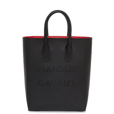 Shop Mansur Gavriel Black Logo Mini Ns Tote In Flamma