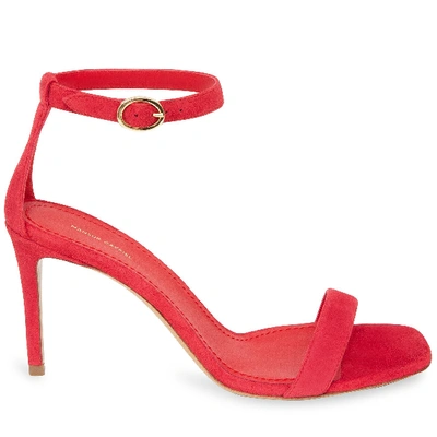 Shop Mansur Gavriel Suede 90mm Ankle Strap Sandal In Flamma