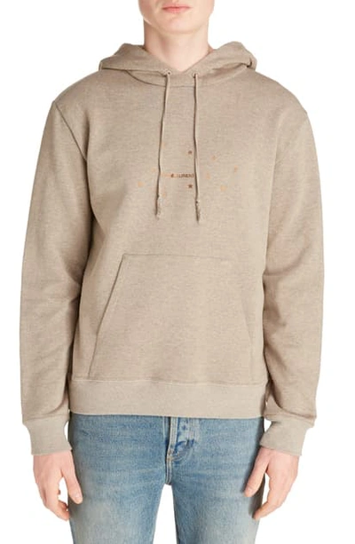 Shop Saint Laurent Star Logo Hooded Sweatshirt In Beige