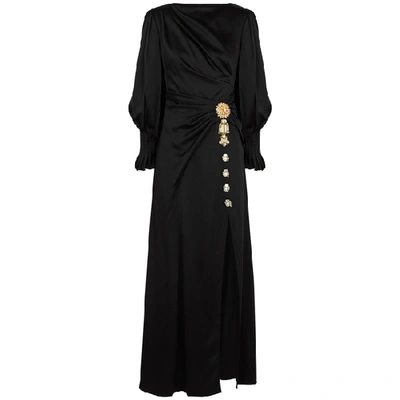Shop Peter Pilotto Black Embellished Satin Gown