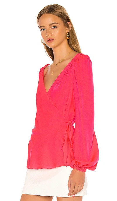 Shop Milly Hallie Wrap Top In Pink. In Bombshell Pink