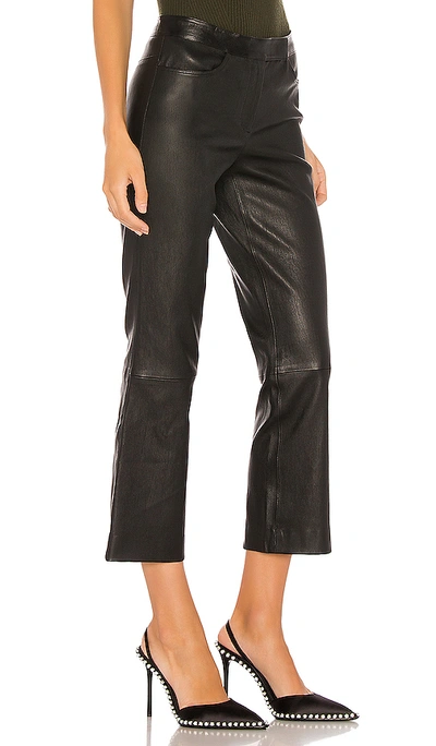 Shop Theory Leather Bristol Crop Pant In Black