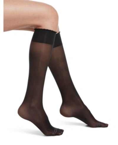 Shop Hue Women's Graduated Compression Sheer Knee High Socks In Black