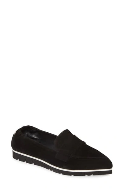 Shop Agl Attilio Giusti Leombruni Micro Pointed Toe Loafer In Black Suede