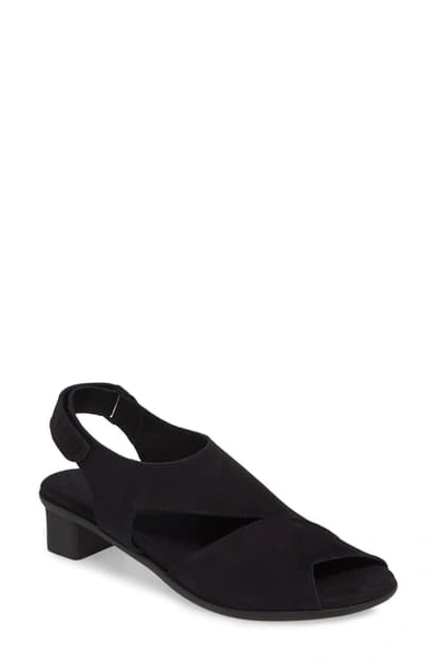 Shop Arche Obibbi Asymmetrical Slingback Sandal In Nuit Nubuck