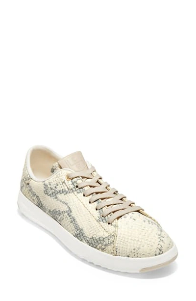 Shop Cole Haan Grandpro Tennis Shoe In Ivory Grey/ Stone Leather