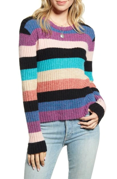Shop Rails Kylie Stripe Alpaca & Merino Wool Blend Sweater In Black Rainbow Multi