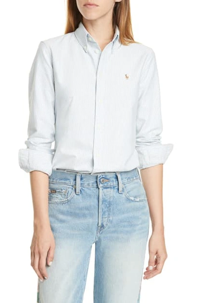 Polo Ralph Lauren Harper Stripe Oxford Button-down Shirt In Blue/ White |  ModeSens