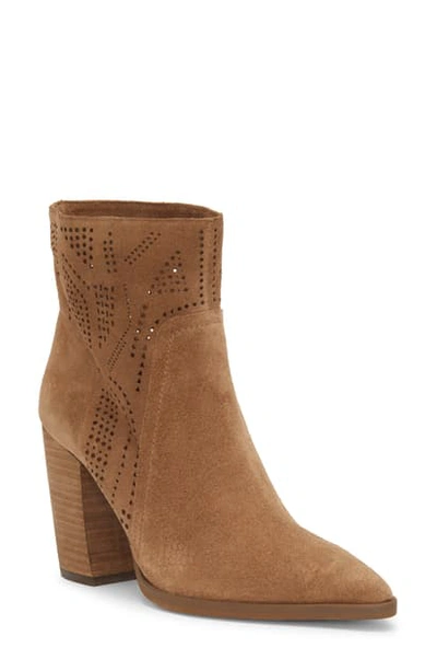 Shop Vince Camuto Catheryna Bootie In Brown Moss Suede