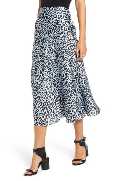 Shop Rebecca Minkoff Davis Leopard Print Midi Skirt In Sky Blue Multi