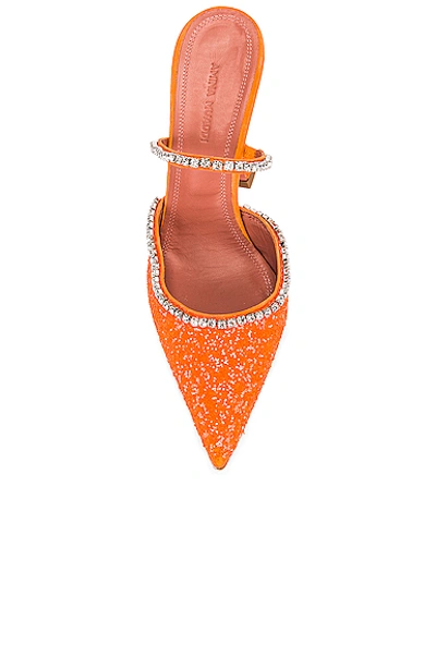 Shop Amina Muaddi Gilda Mule In Orange Fluo Glitter