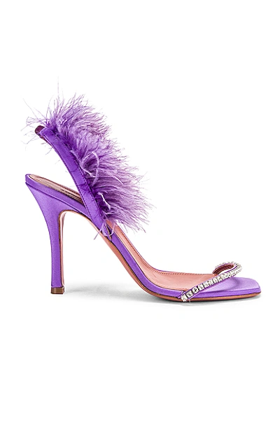 Shop Amina Muaddi Adwoa Crystal Sandal In Lilac Satin