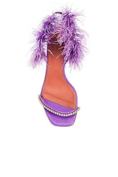 Shop Amina Muaddi Adwoa Crystal Sandal In Lilac Satin
