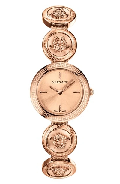 Shop Versace Medusa Stud Icon Bracelet Watch, 28mm In Rose Gold