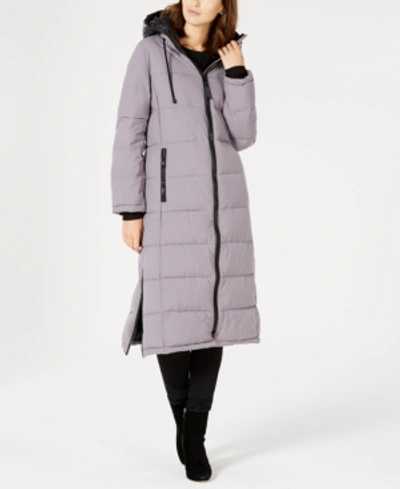 Shop Vince Camuto Oversized Hooded Maxi Puffer Coat In Light Grey