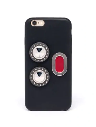 Shop Fendi Men's Faces Leather Iphone 7 Case In Black