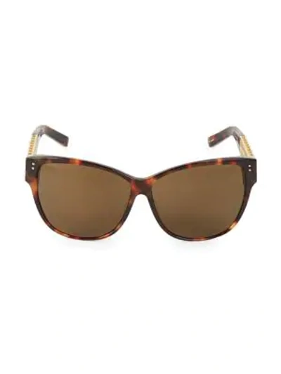 Shop Linda Farrow 63mm Oversized Cat Eye Sunglasses In Tortoise