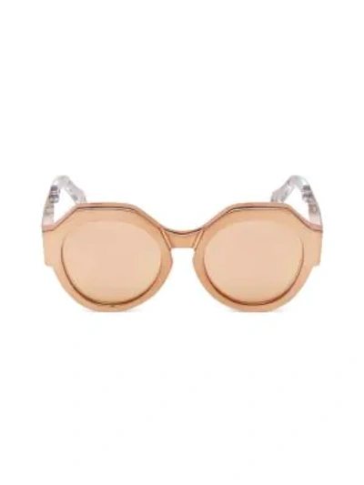 Shop Roberto Cavalli Bronze Round Sunglasses/56mm In Beige