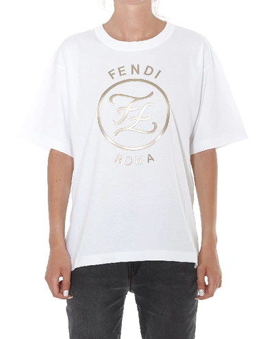Shop Fendi Karligraphy Logo Tshirt In White