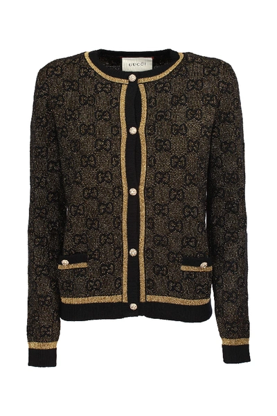 Shop Gucci Wool Gg Jacquard Cardigan In Bicolore