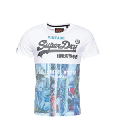 Shop Superdry Shirt Shop Panel All Over Print T-shirt In White