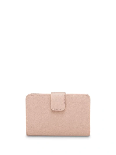 Shop Prada Medium Saffiano Leather Wallet In Rosa