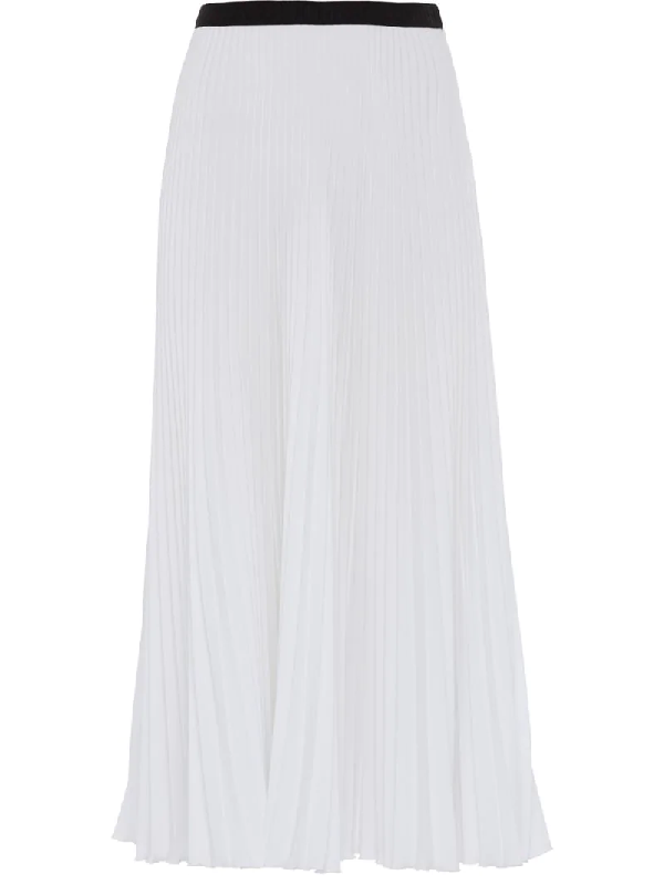 Prada Pleated Midi Skirt In F0009 White | ModeSens