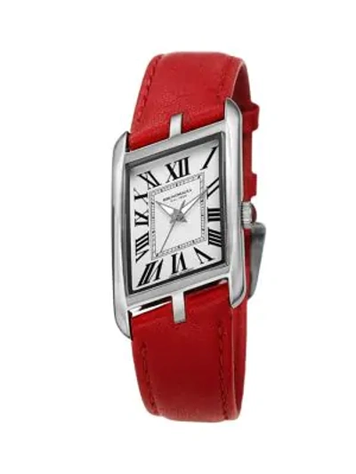 Shop Bruno Magli Sofia 1421 Stainless Steel & Italian Leather-strap Watch In Red