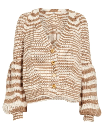 Shop Ulla Johnson Jelena Striped Alpaca-blend Cardigan In Beige