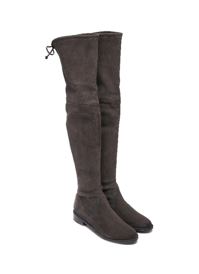 Shop Stuart Weitzman 'lowland' Stretch Suede Thigh High Boots In Grey