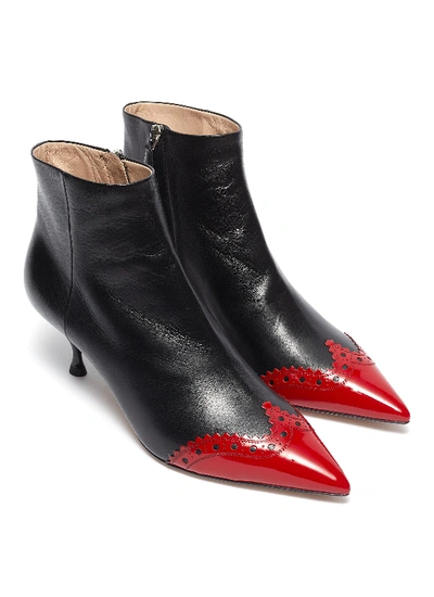 Shop Miu Miu Contrast Patent Toecap Leather Ankle Boots