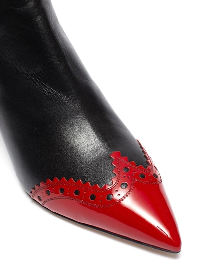 Shop Miu Miu Contrast Patent Toecap Leather Ankle Boots
