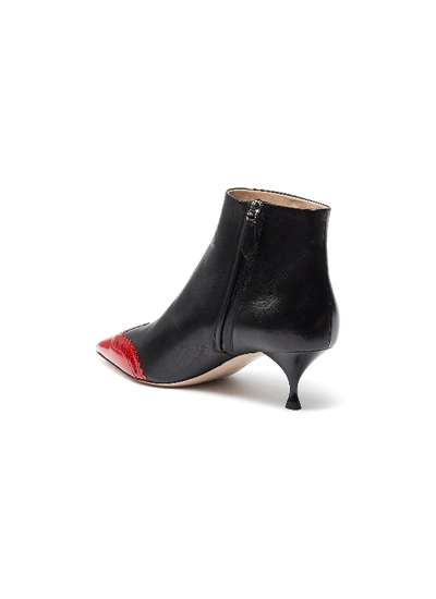 Shop Miu Miu Contrast Patent Toecap Leather Ankle Boots