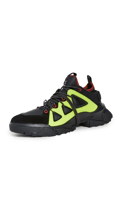 Shop Mcq By Alexander Mcqueen Orbyt Mid Runner Sneakers In Black/neon/multi