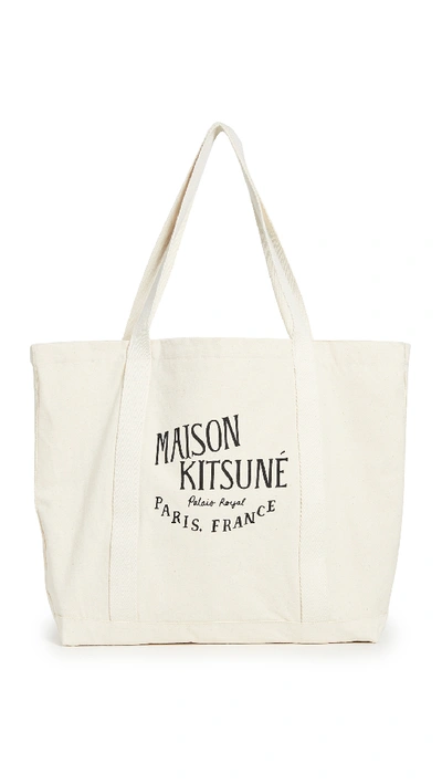 Shop Maison Kitsuné Palais Royal Shopping Tote Bag In Ecru
