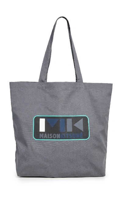 Shop Maison Kitsuné Mk Play Tote Bag In Anthracite