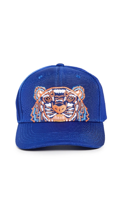 Shop Kenzo Kanvas Tiger Hat In Slate Blue