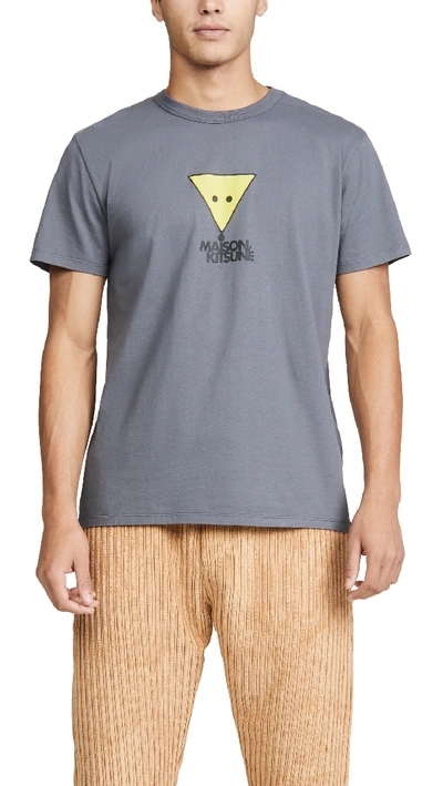 Shop Maison Kitsuné Short Sleeve T-shirt With Smiley Fox In Anthracite