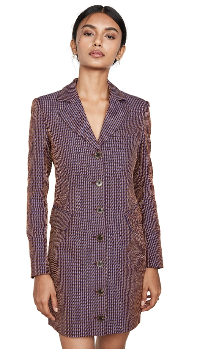 Shop Opening Ceremony Blazer Dress With Rib Back In French Blue Multi
