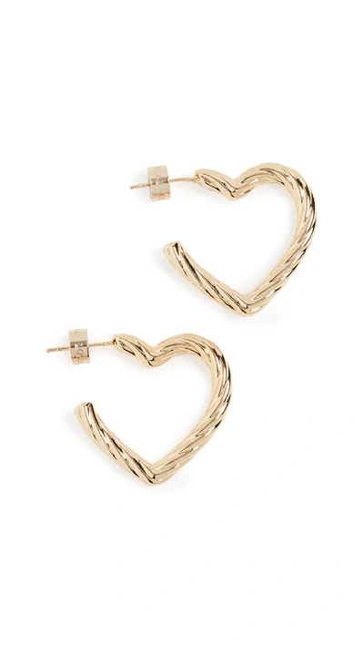 Shop Loeffler Randall Billie Large Twisted Heart Earrings In Gold