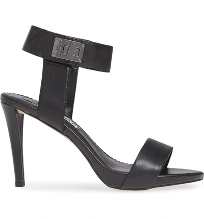 Shop Karl Lagerfeld Olivia Ankle Strap Sandal In Black Leather